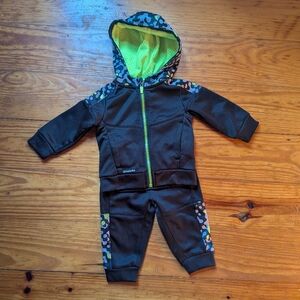 Athletic Works DriWorks Matching Set - Black and Neon Yellow 6-9mo
